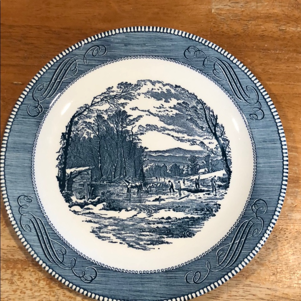 Currier & Ives Getting Ice Chop Plate
